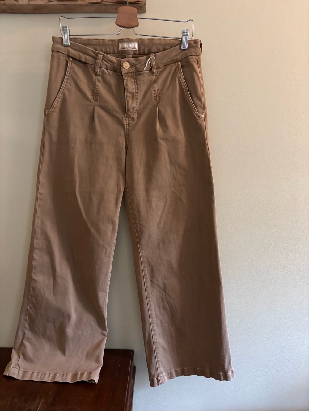 40.) Kut from the Kloth / Meg / High Rise / Wide-Leg Jeans in Tan Brown